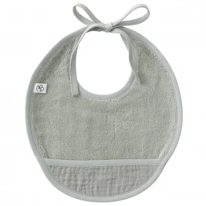 Bavoir naissance bi-matière vert de gris - BB&Co