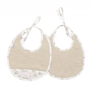 Lot de 2 bavoirs naissance en gaze de coton - BB&Co