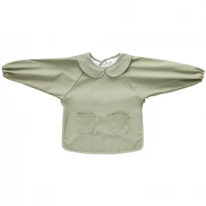 Bavoir-tablier col claudine imperméable uni vert sauge - BB&Co