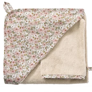 Cape de bain bambou + gant liberty / beige - BB&Co