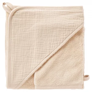 Cape de bain + gant en bambou & gaze biscuit - BB&Co