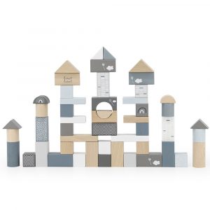 Blocs en bois 50 pièces Bleu - Label Label