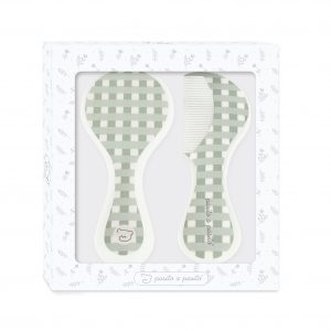 Coffret brosse et peigne carrés vert – Pasito a Pasito