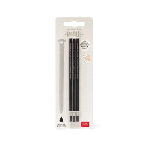 Set de 3 Recharges Stylo à Encre Gel Effaçable Noir – Legami