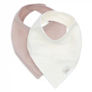 Lot de 2 Bavoirs Bandana gaze de coton Rose/Oatmeal - Jollein