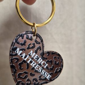 Porte clé coeur léopard fin d'année scolaire  - Les Mignonneries