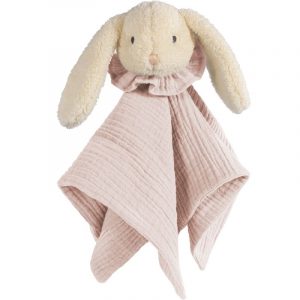 Doudou lapin gaze de coton rose - Walking Mum